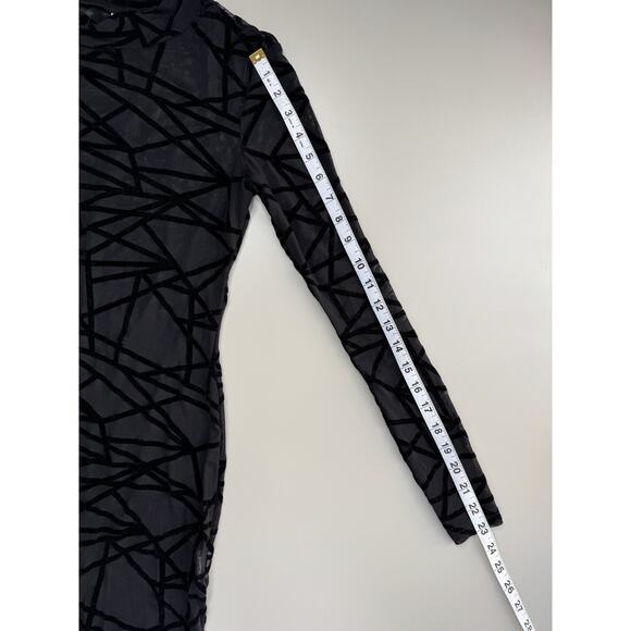 Women’s Sheer Velvet Burnout Bodycon Dress Size Small Black Y2K 90s EDM Rave - Picture 7 of 14